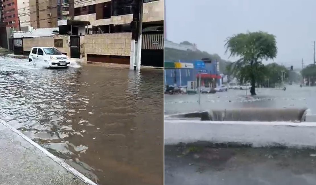 [Vídeo] Chuva provoca alagamentos, trânsito e transtornos em Maceió