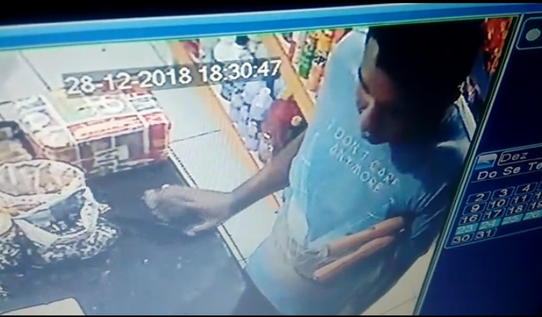 [Vídeo] Câmeras de segurança flagram furto dentro de mercadinho, no bairro Poço