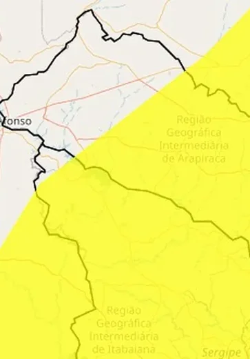 Inmet emite alerta  amarelo  de potencial perigo de chuvas para 10 municípios alagoanos