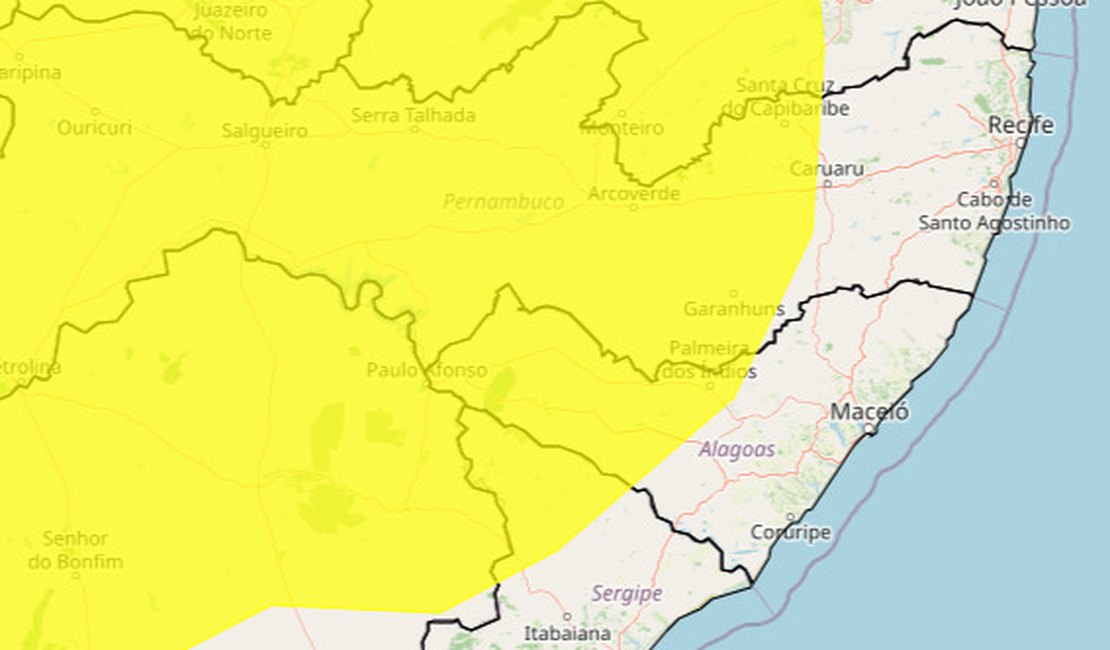 Inmet emite alerta de baixa umidade para cidades do Agreste e Sertão de Alagoas