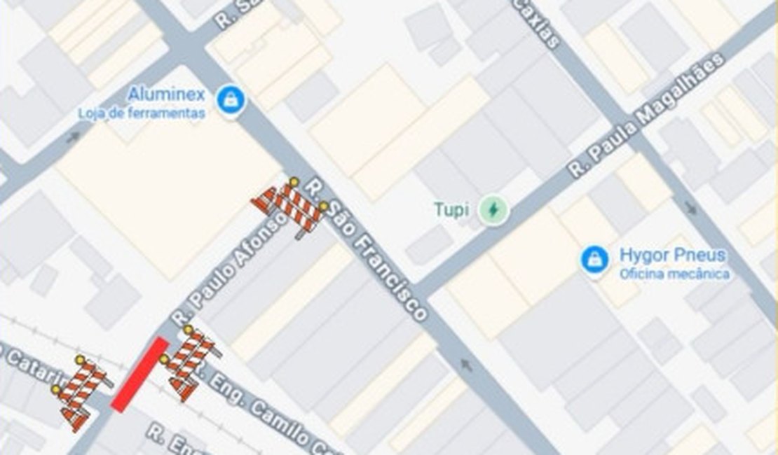 Trecho da Rua Paulo Afonso será interditado para obras do VLT em Arapiraca