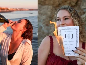 Mulher queima convite e pisa em bolo após anulação de casamento