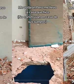 Homem destrói casa que construiu para os sogros após separação, e vídeo viraliza