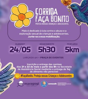 Maragogi anuncia Corrida Faça Bonito em mobilização pela proteção de crianças e adolescentes