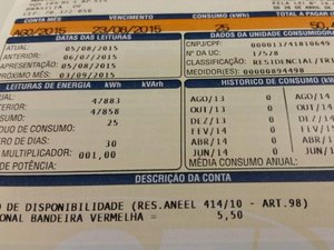 Bandeira tarifária nas contas de energia de agosto será vermelha