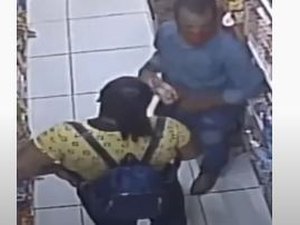 [Vídeo] Casal é flagrado por câmeras de segurança cometendo furto em loja de doces