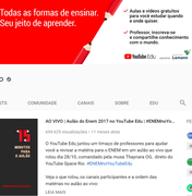 YouTube transmitirá aula preparatória para o Enem 2018 no próximo sábado (27)