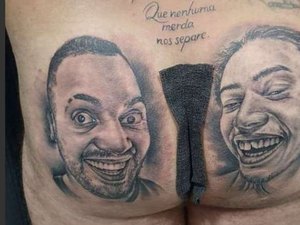 Fã tatua rostos de Whindersson e Tirulipa nas nádegas: 'Sou fã dos caras'