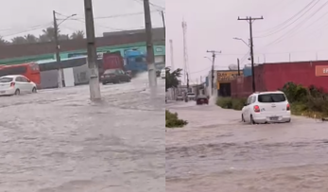 Fortes chuvas provocam alagamentos e dificultam trânsito em Arapiraca