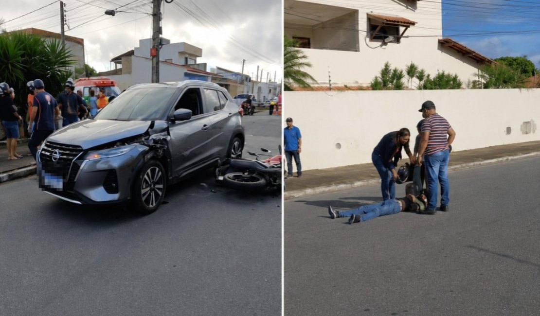 Motociclista é arremessado após carro avançar sinal em Arapiraca