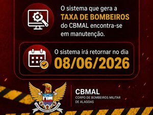Sistema de emissão da Taxa de Bombeiros está em manutenção