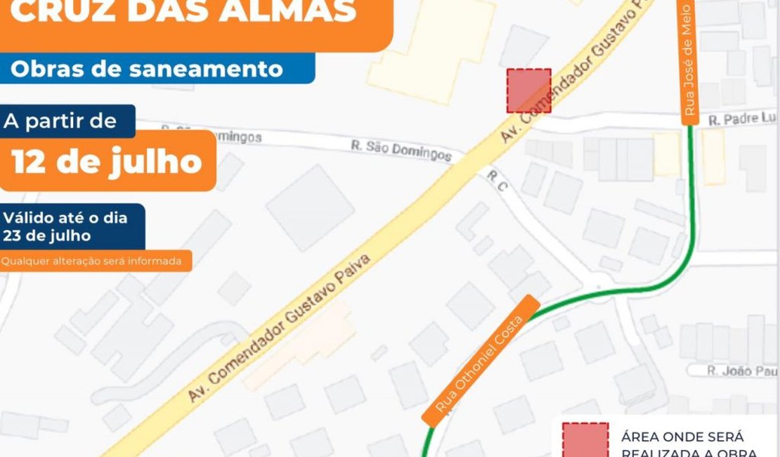 SMTT orienta condutores para trecho em obras na Avenida Gustavo Paiva