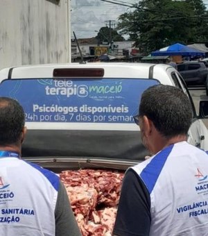 Vigilância Sanitária recolhe 120kg de carne estragada na feira do Tabuleiro