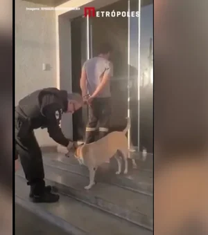 Reação de policial ao se deparar com cachorro durante prisão viraliza