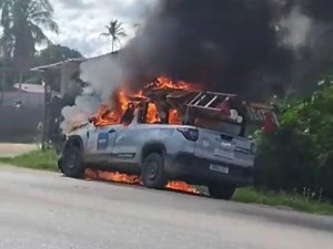 [Vídeo] Veículo incendeia na AL 101 Norte em Maragogi