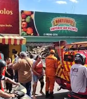 Telhado de hortifruti desaba e deixa dois trabalhadores feridos no Centro de Arapiraca