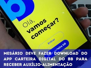 Mesário deve fazer download do app Carteira Digital do BB  para receber auxílio-alimentação