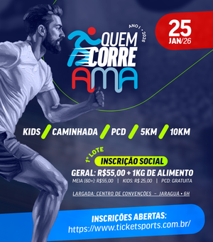 Inscrições abertas para a 1ª Corrida Quem Corre Ama em Maceió