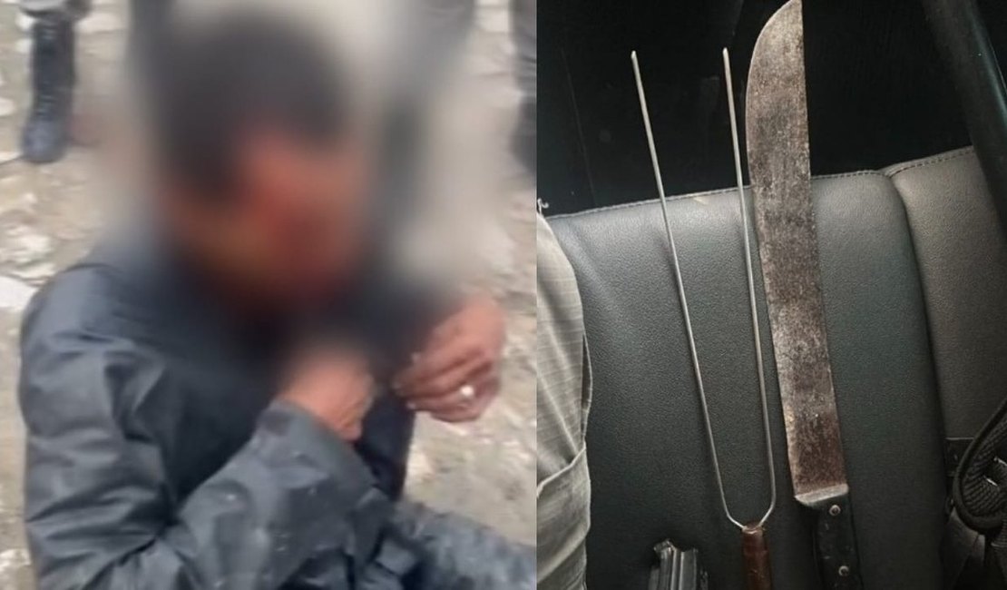 Homem tenta matar companheira com facão, a atropelar com moto e é espancado em Maceió