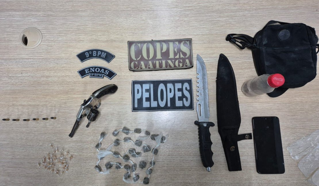 Homem é preso por tráfico de drogas e porte ilegal de arma na zona rural de Delmiro Gouveia