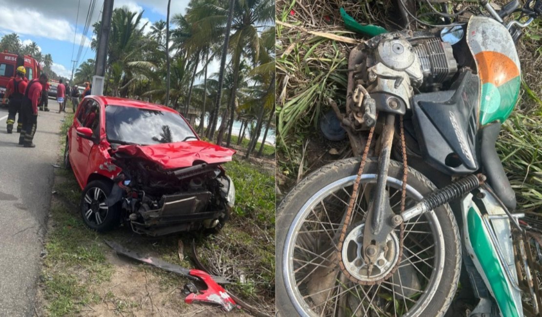 Motociclista sofre fratura na perna após acidente na AL 101 Norte