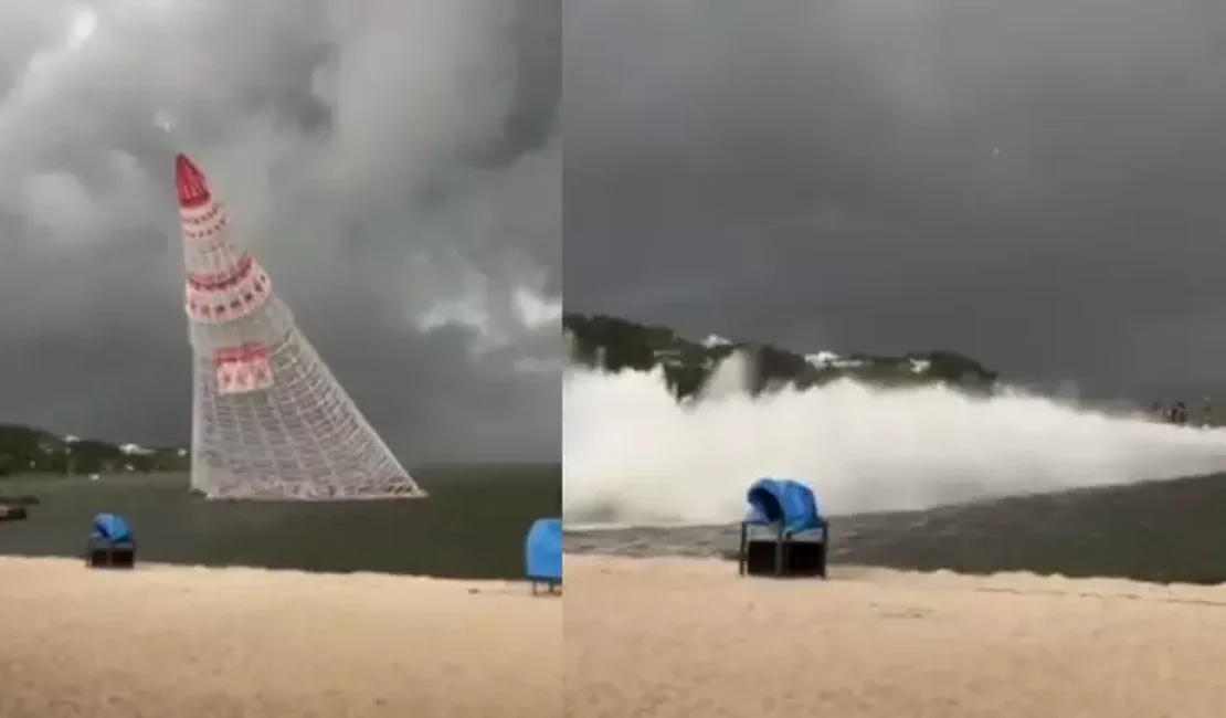 Temporal derruba árvore de Natal e mata uma pessoa no Rio de Janeiro