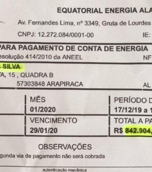 Após fatura de R$ 842 mil em Arapiraca, Defensoria cobra explicações a Equatorial sobre erros em contas de energia 