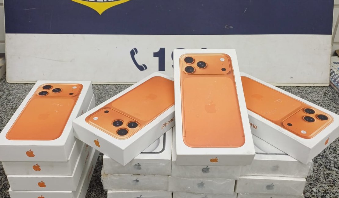 PRF apreende cerca de R$ 100 mil em iPhones sem nota fiscal ﻿em São Miguel dos Campos