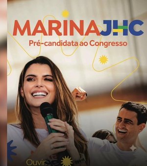 Material de pré-campanha de Marina Cândia levanta dúvidas sobre cargo que será disputado