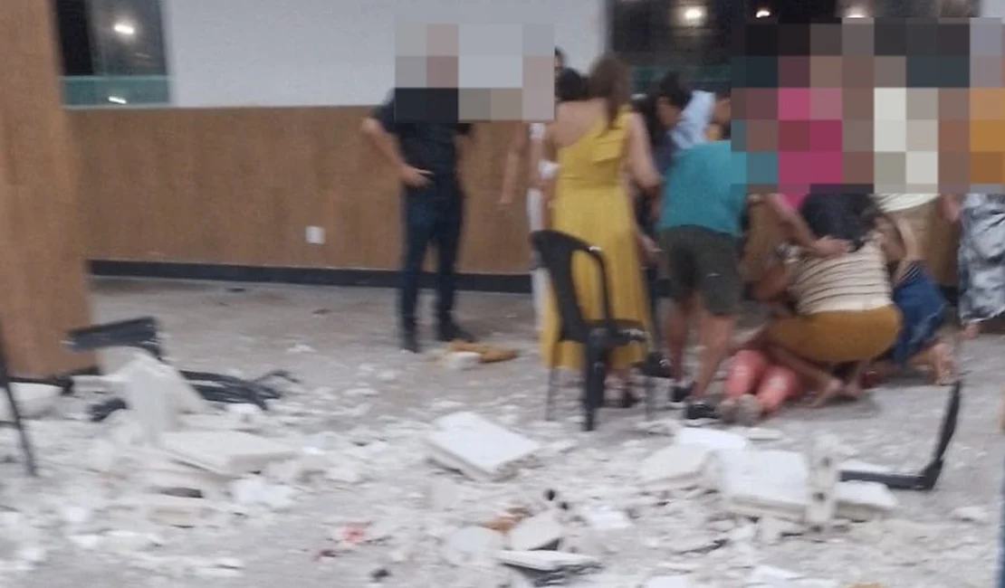Teto desaba durante casamento no Clube dos Sargentos, em Maceió; convidados ficam feridos