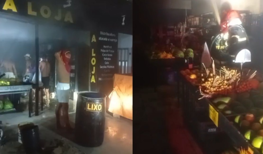 Comércio recém-inaugurado pega fogo durante a madrugada em Passo de Camaragibe