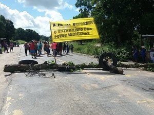 Indígenas bloqueiam BR-101 em Joaquim Gomes em protesto contra PL