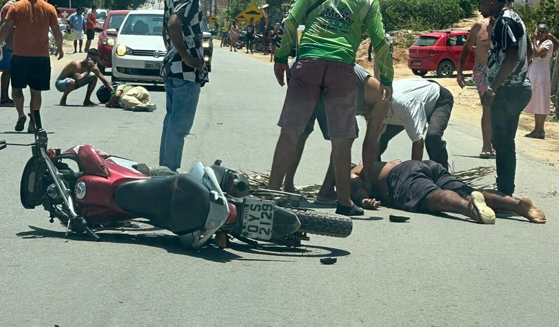 Colisão entre motos deixa homens feridos em Maragogi