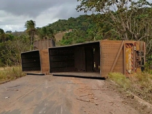 Reboques de caminhão tombam na zona rural de Penedo