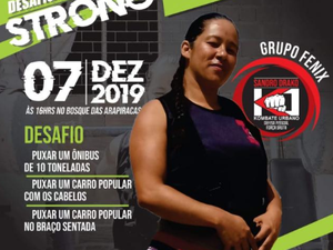Strong woman Socorro Oliveira vai puxar um ônibus de dez toneladas no dia 7 de dezembro