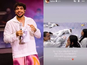 Rafaella Jaqueira, do BBB 26, recebe promessa de Nattan: 'Toco no seu casamento'