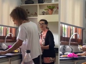Vitão lava louça com a avó de Luísa Sonza, que elogia: 'Vou morrer de amor'
