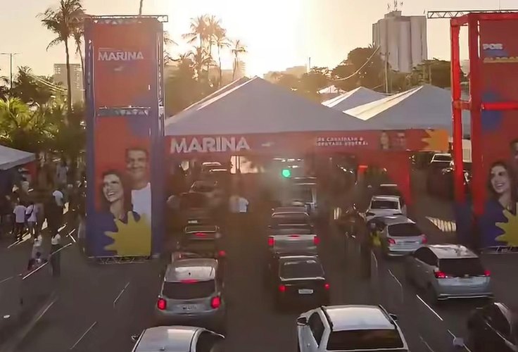 Adesivaço marca lançamento de pré-candidatura de Marina Cândia, agora ‘Marina JHC’
