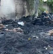 Incêndio em depósito de pneus provoca fumaça intensa e falta de energia em Maceió