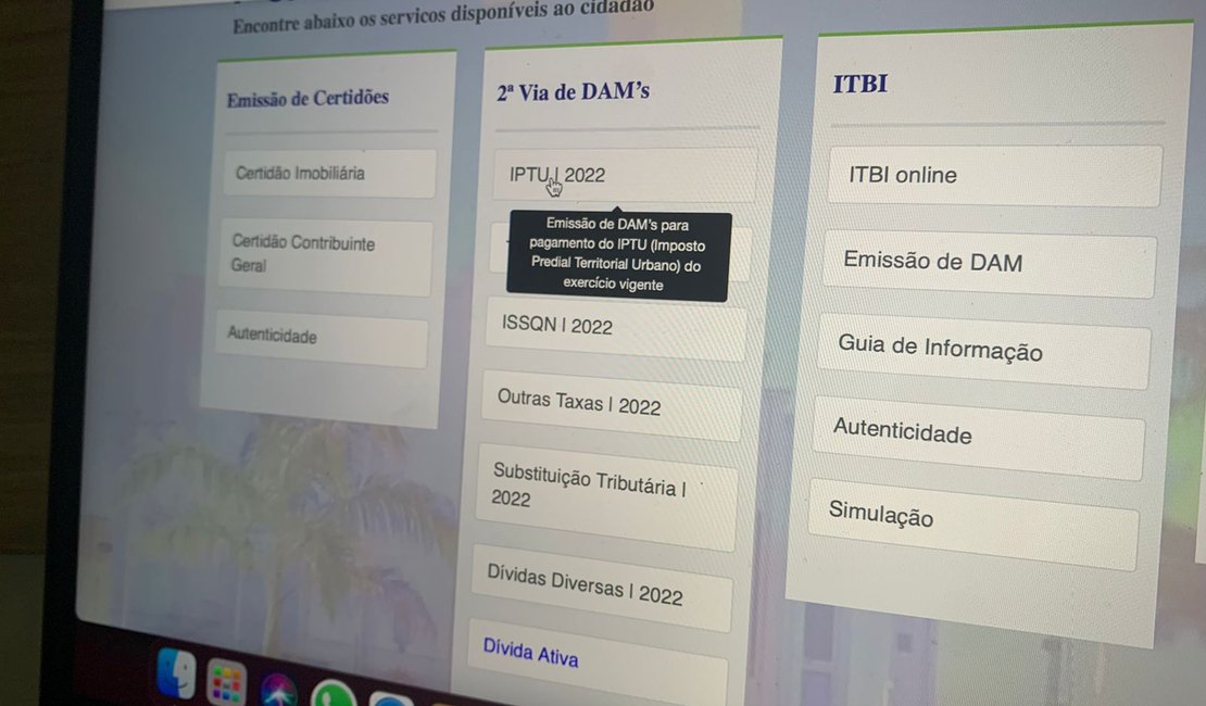 Guia de pagamento do IPTU 2022 de Arapiraca já pode ser emitida online no site da prefeitura