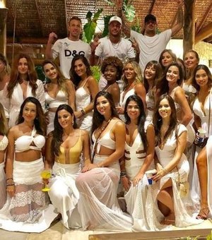 Ao lado de Medina e Arthur Melo, Neymar brinda o Ano Novo com 26 mulheres 