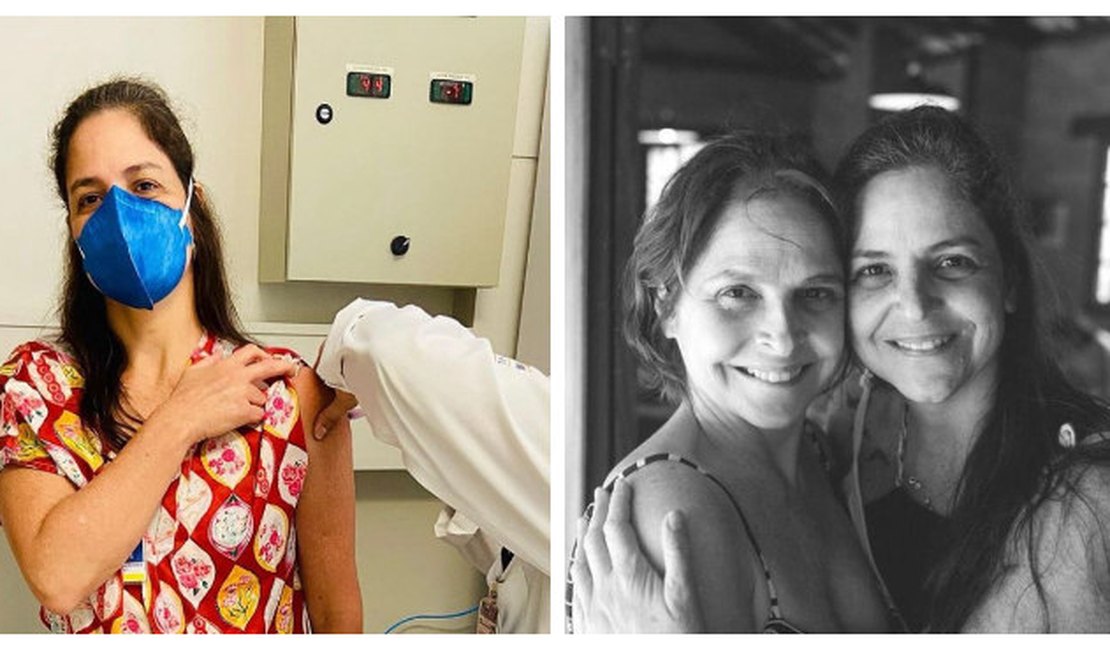 Drica Moraes celebra ao ver irmã ser vacinada contra a covid-19