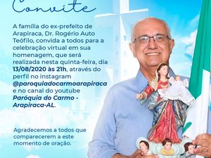 Família de Rogério Teófilo convida para missa de 7º dia com transmissão on-line
