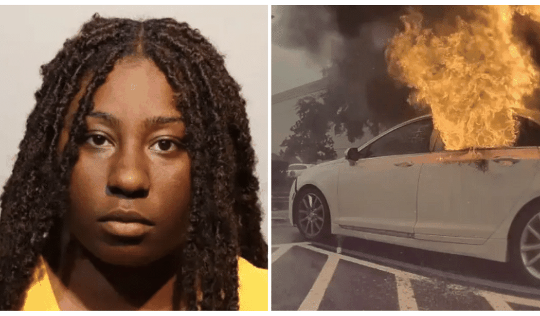 EUA: Mulher deixa filhos em carro para praticar furtos e veículo pega fogo