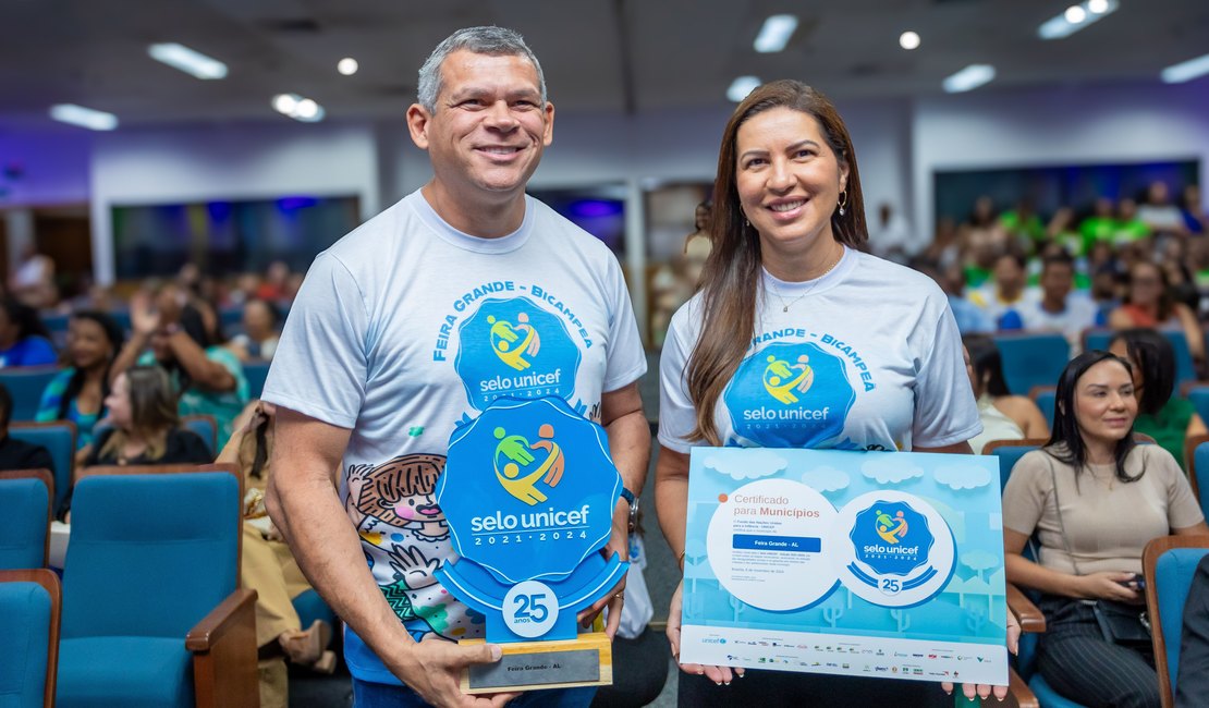 Feira Grande recebe mais um selo UNICEF 2024 por trabalho coletivo na gestão pública municipal