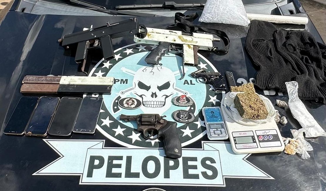 Polícia apreende submetralhadoras, pistola, revolver e 58 munições em Arapiraca