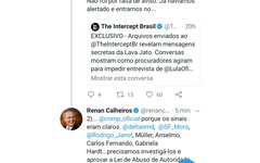 Postagem do senador Renan Calheiros no Twitter