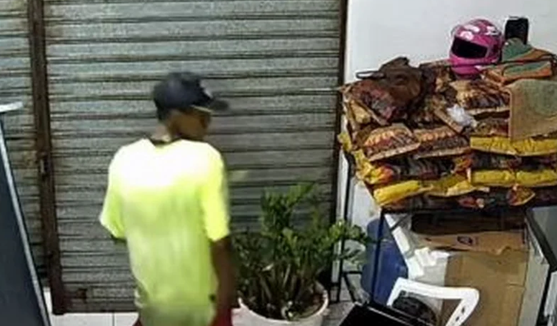 ‘Neguinho’ é flagrado por câmeras furtando frigorífico em Palmeira dos Índios