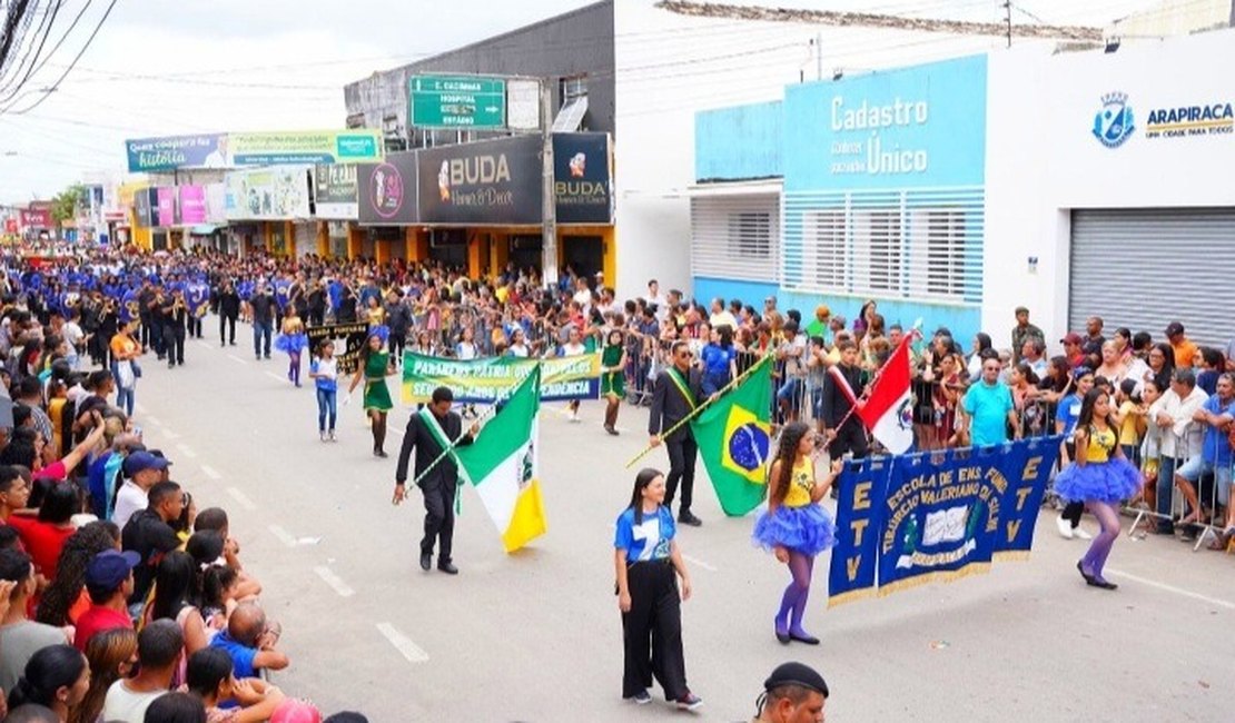 Educação divulga programação do desfile cívico-militar de 7 de Setembro em Arapiraca