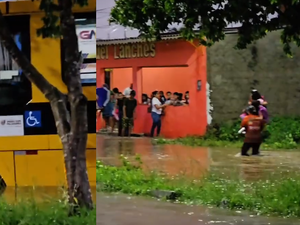 Chuva causa alagamentos e deixa ônibus escolar ilhado em União dos Palmares